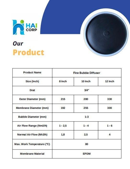 spesifikasi fine bubble diffuser